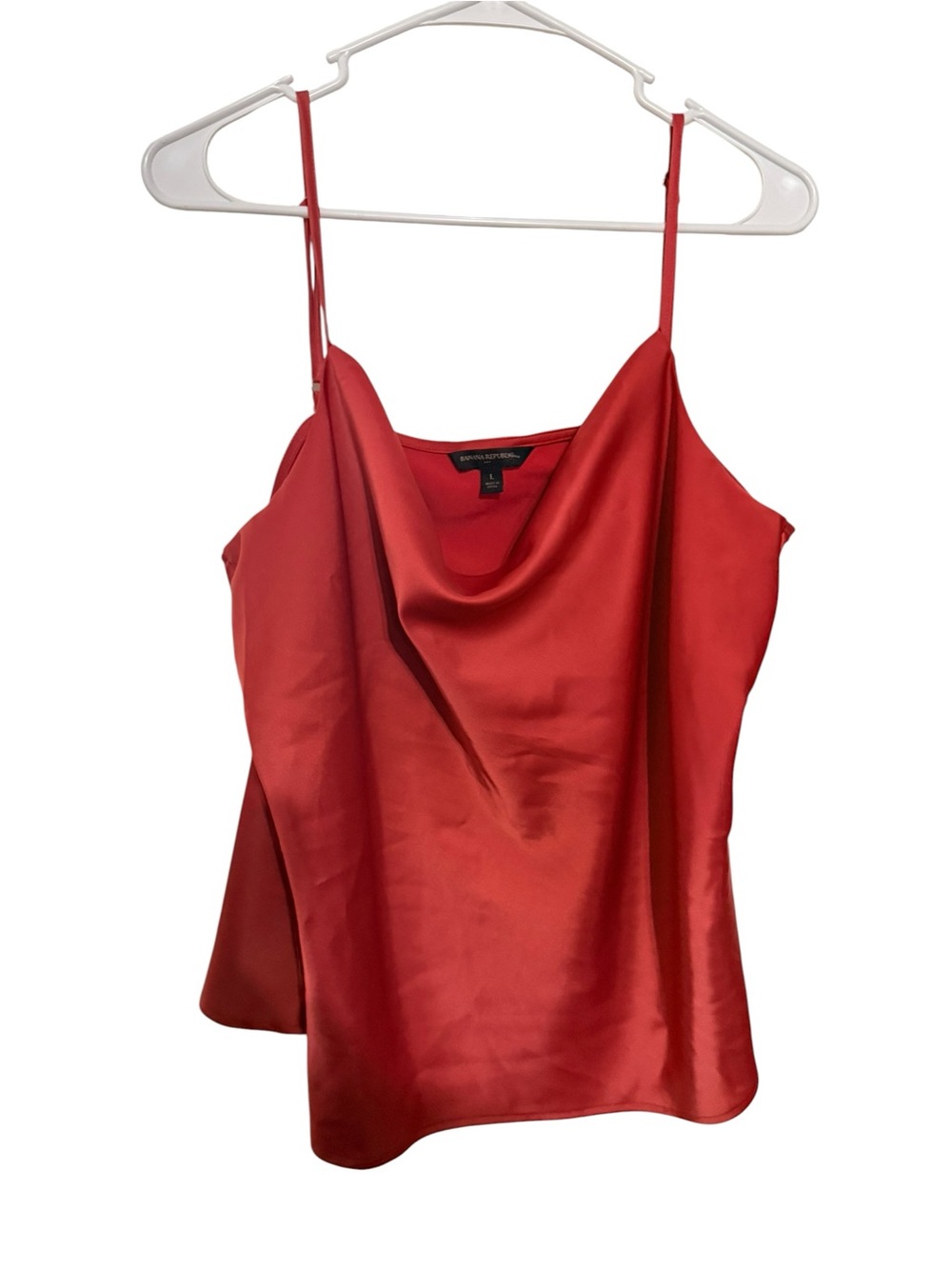 Banana Republic Red Satin Cowl Neck Tank